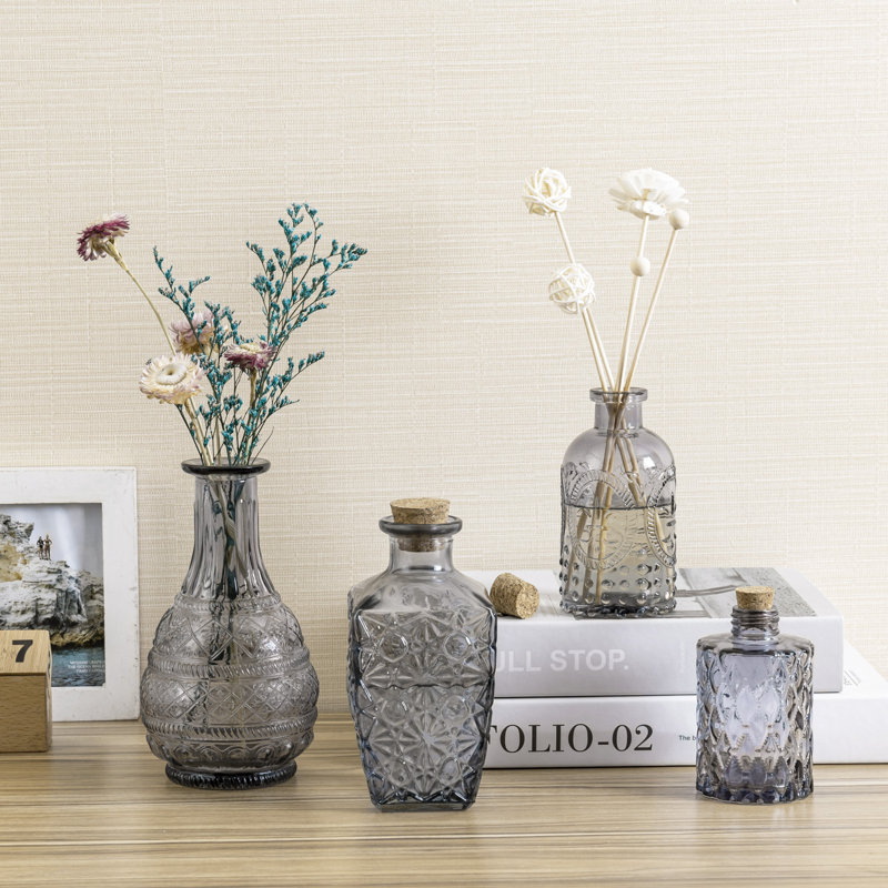 Glass Decorative Bottle, Grey