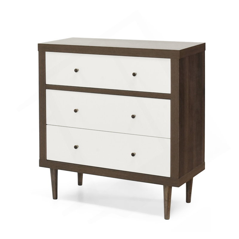 Commode 3 tiroirs L 31,25 po Lovelee, Noyer / Blanc