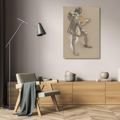 "Figure with Mandolin in Mediaeval Costume" by  Edwin Austin Abbey - Gallery Wrap Canvas Wall Art