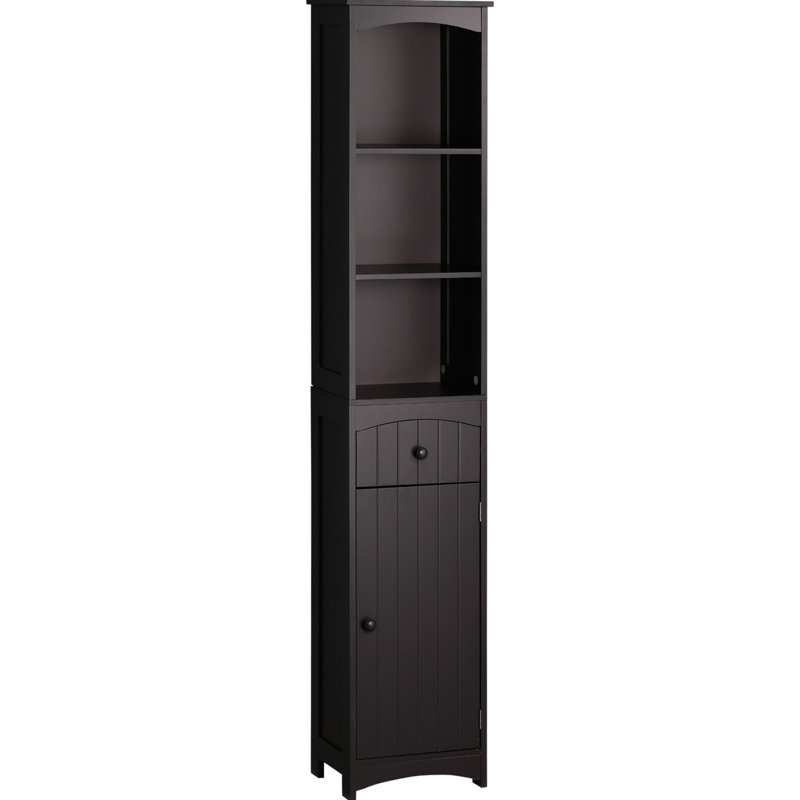 Armoire de salle de bain - 3 tablettes et tiroir brun pour ranger les produits d'hygiène avec plus d'espace