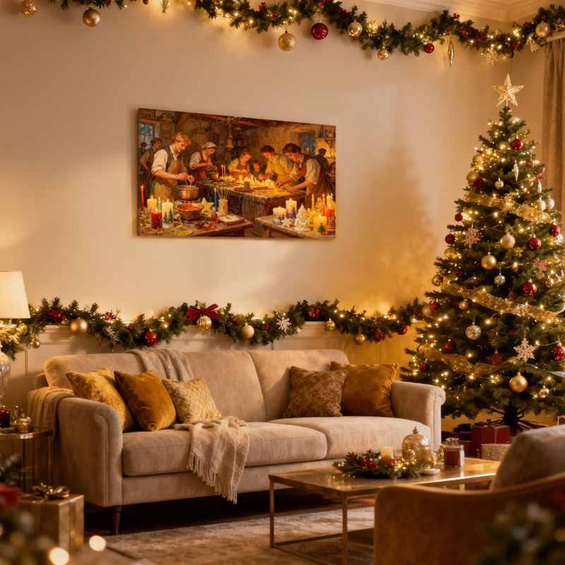 Ensemble de 3 reproductions d'art sur toile de Noël, H 12 po x l 18 po