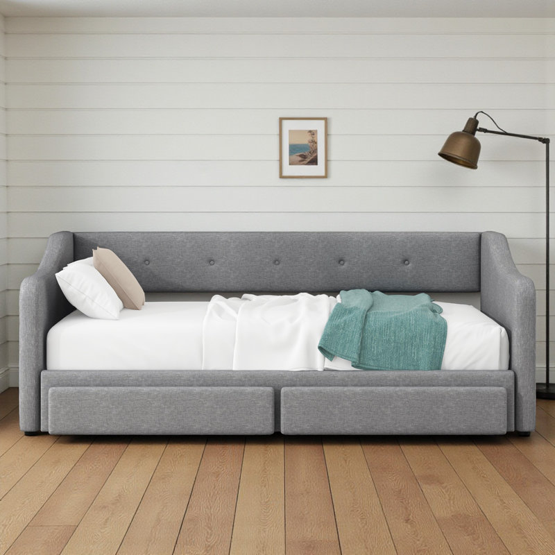 Lit de jour rembourré avec couchette, Gris