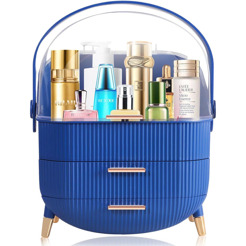 Kerriana Plastic Compartment Makeup Organiser, Blue