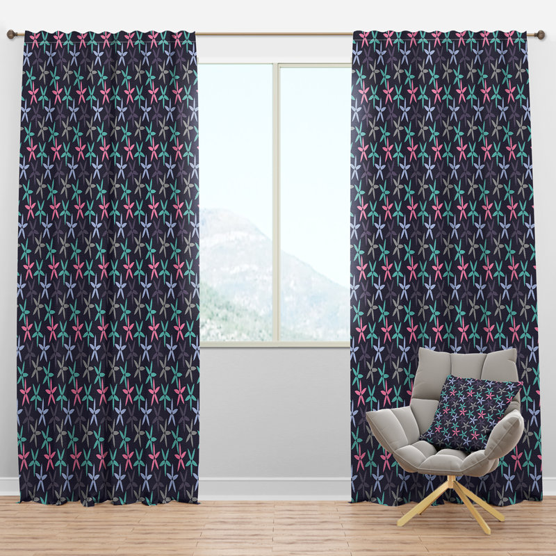 Panneau de rideau simple semi-diaphane avec passe-tringle Design V, l 52 po x L 90 po