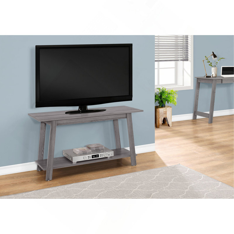 Meuble télé, console de 42 po, meuble multimédia, tablettes de rangement, salon, chambre à coucher, stratifié gris, contemporain, moderne