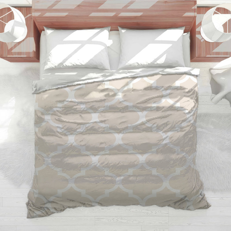 Édredon beige à treillis marocain, Twin