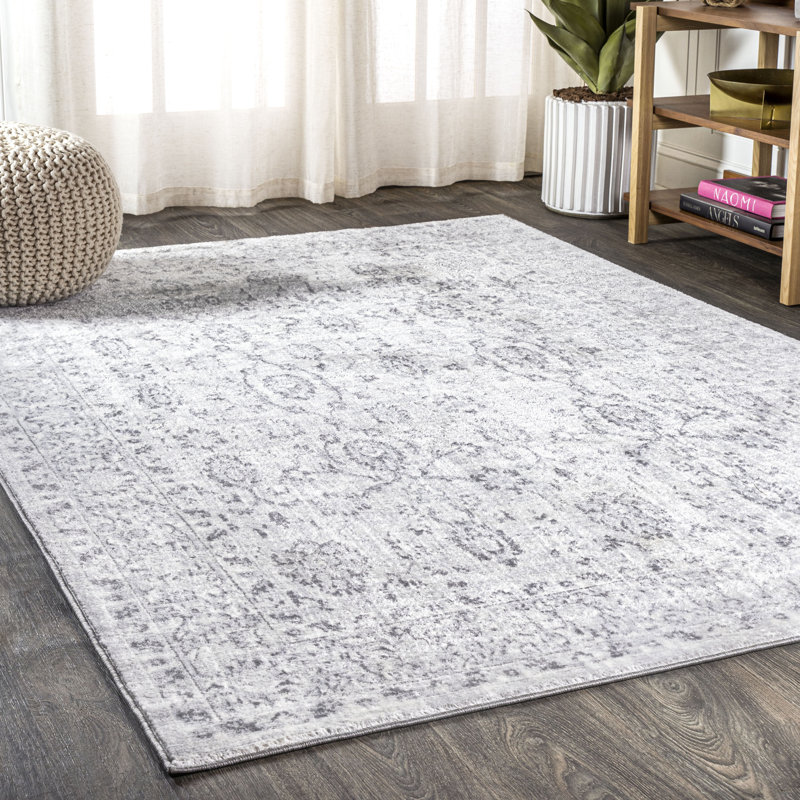 Hopedale Modern Persian Floral Gray Rug, Rectangle 4' x 6'