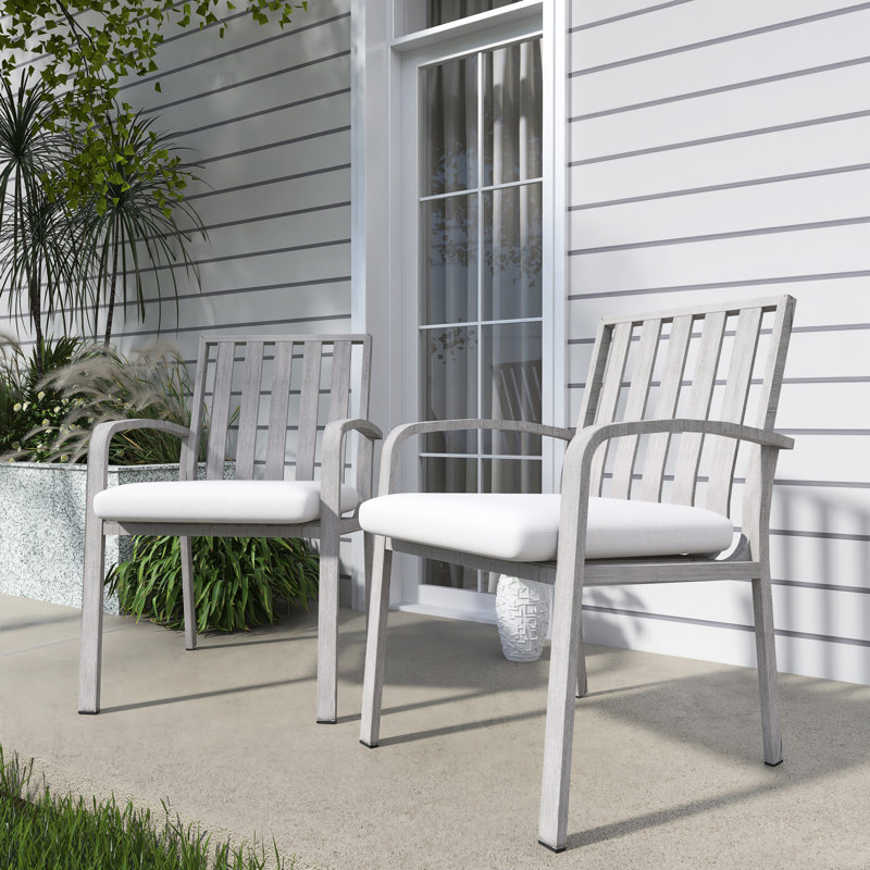 Chaise de salle à manger d'extérieur avec coussin (ensemble de 2)