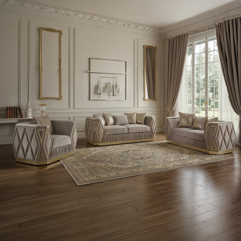 Ensemble de salon 3 pièces Dulaney Taupe, Taupe, 3 pièces: chaise, causeuse, canapé