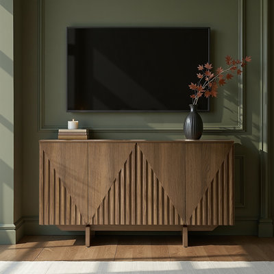 Martha 4-Door Fluted Manufactured Wood Sideboard with Adjustable Shelves and Cable Management