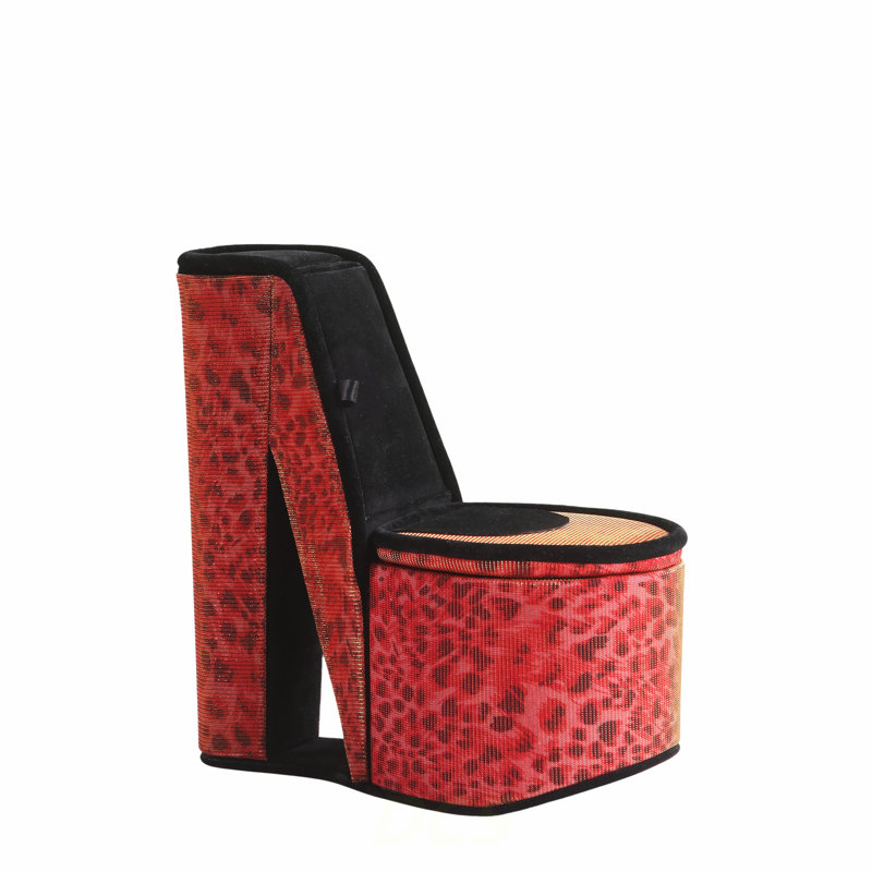 9" Tall Display Jewelry Box With Hidden Storage, High Heel Shoe Design, Leopard Print, Shoe Storage