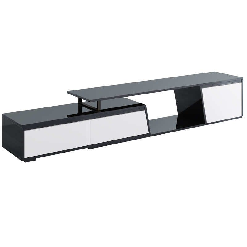 Modern, Minimalist Rectangle Extendable TV Stand Up To 100'', Black