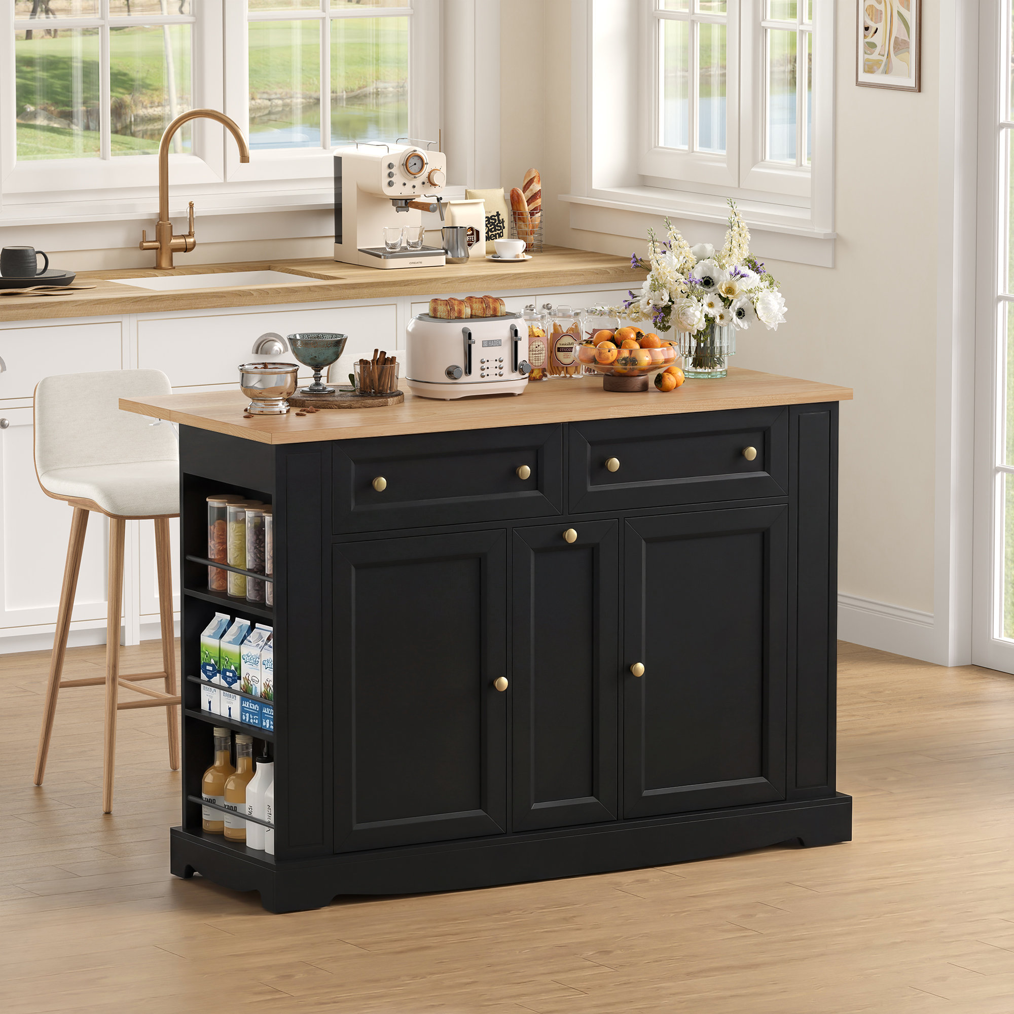 Lark Manor ON SALE Solid Wood Kitchen Island with Drop Leaf & Reviews ...