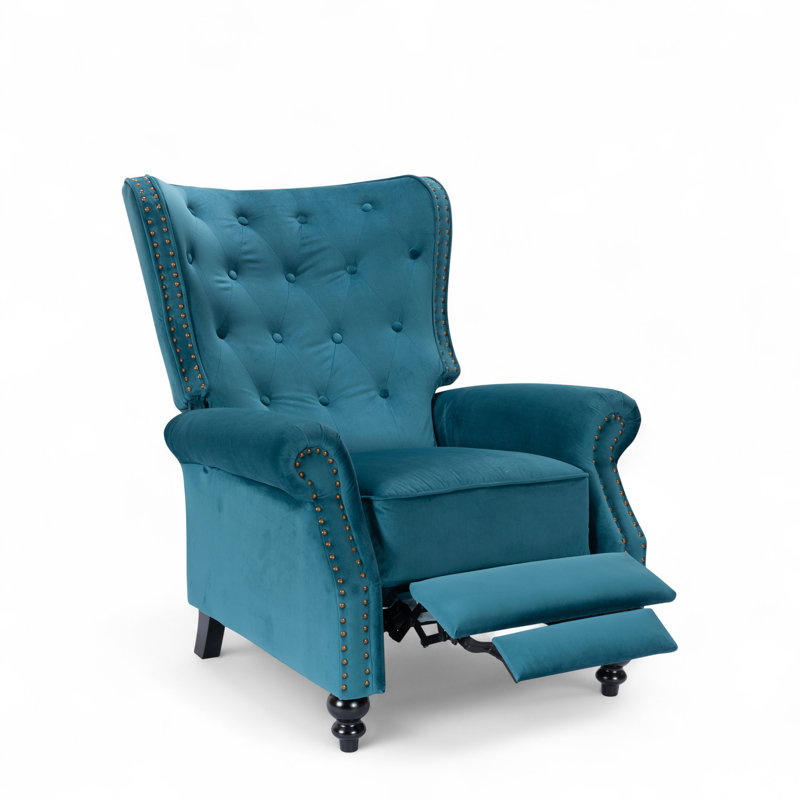 Buttoned Carmona Wingback Recliner Chair, Teal