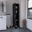 Storage Cabinet 71"H With 5-Tier Shelf, 3 Broom Hangers And Metal Hardware, Black
