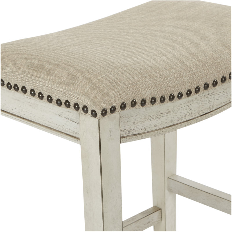 Clewiston Upholstered Counter Stool, Beige, Counter Stool (25" Seat Height), Antique White