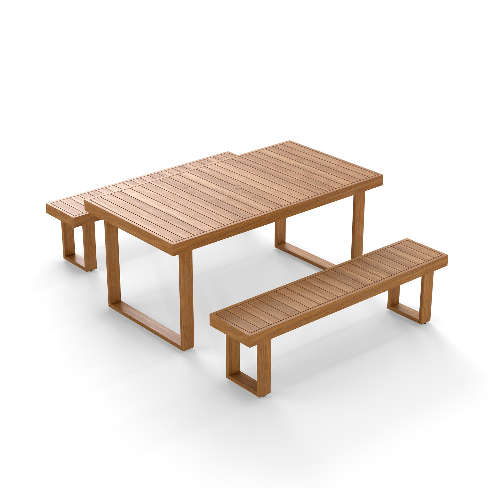 Mirella Acacia Outdoor Dining Set, 3 Pieces: Table, 2 Benches