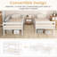Lit superposé simple en bois massif de pin, conception convertible, ton blanc, garde-corps pleine longueur, intégré, sans sommier, lit de rangement de 11,81 po avec fonction détachable, économie d'espace en 3 étapes