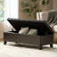 Banc repose-pieds avec rangement, surface en polyuréthane brun foncé, pieds en bois d'hévéa, capacité de 300 lb-590460330