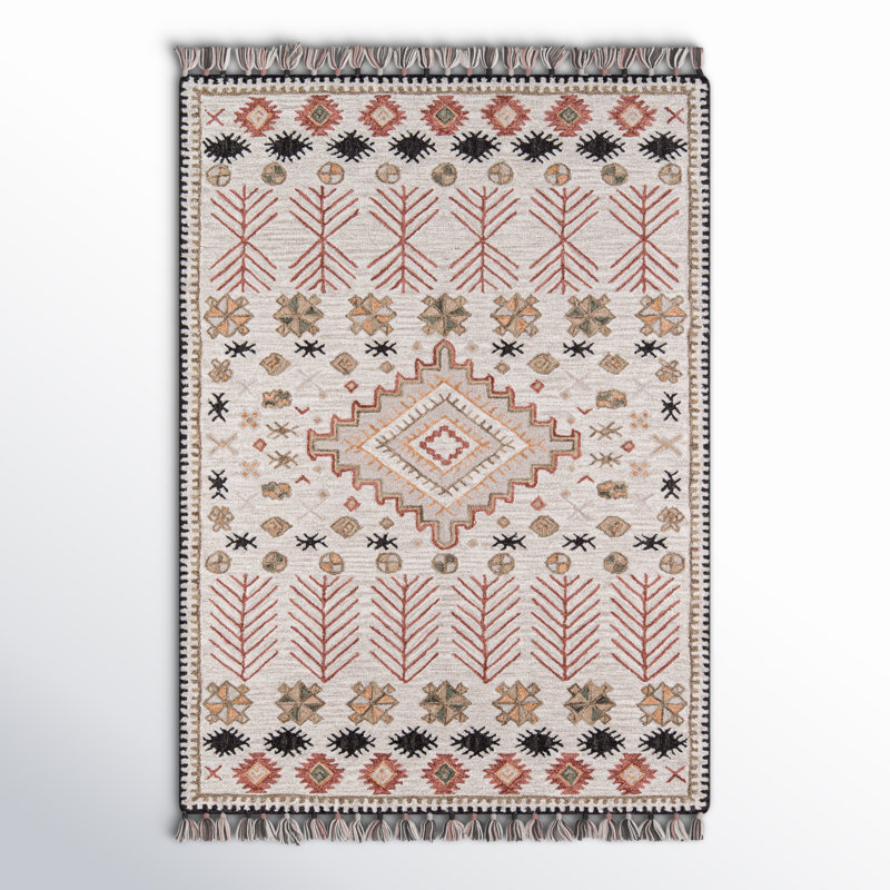 Tahoe Wool Southwestern Area Rug in Pink/Beige/Black, Rectangle 2' x 3'