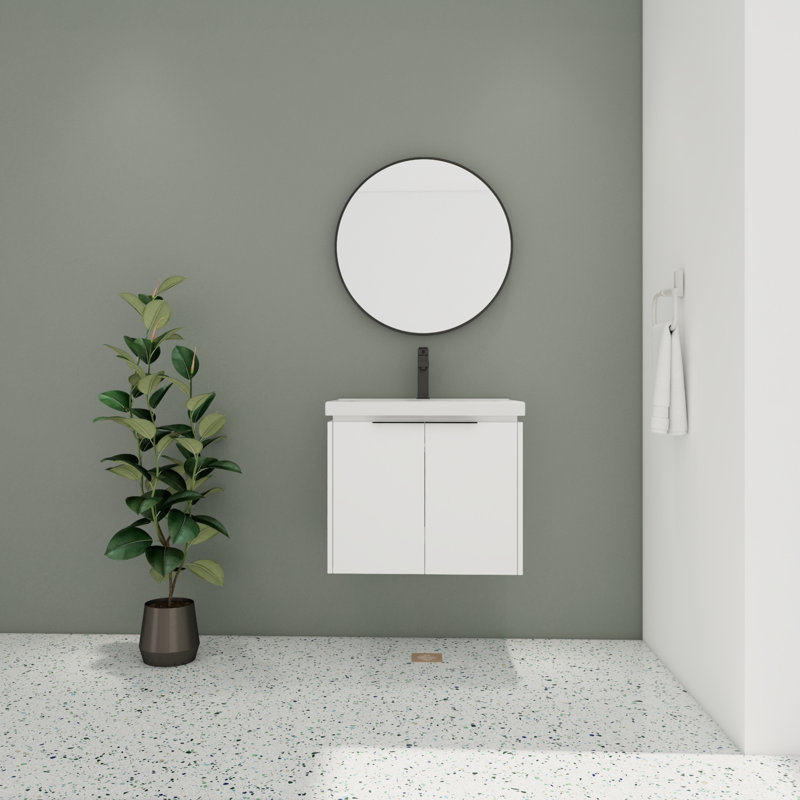 Khaley 24.27 " W Wall Mounted Wall Mounted 1 Single Vanity Bathroom Vanity With Ceramic Top