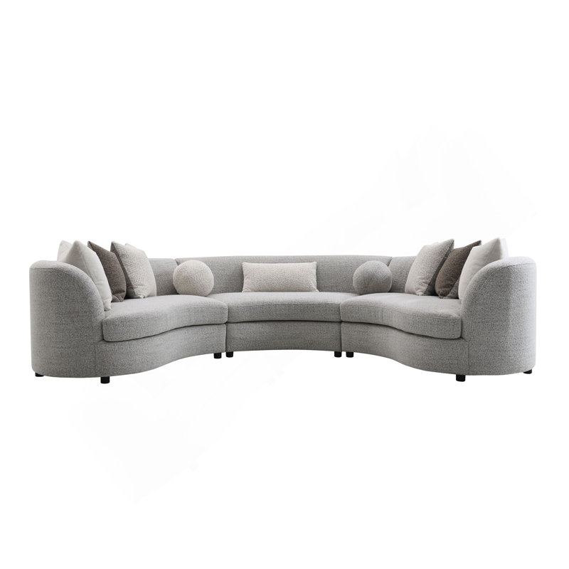 Ivria Gray Boucle Sectional Sofa W/9 Pillows