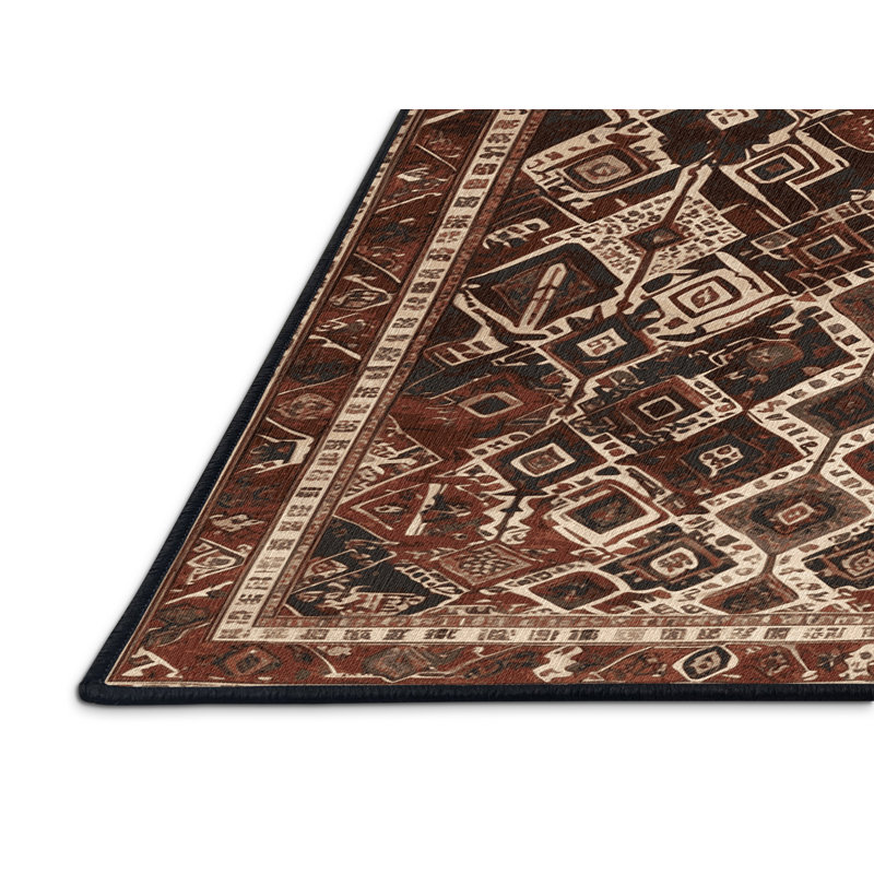 Tapis persan noir lavable à la machine, Rectangulaire 2 pi x 3 pi