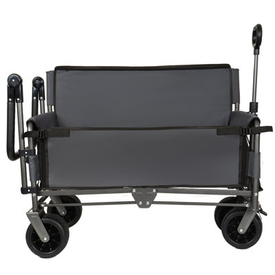 Heavy-Duty 3-In-1 Folding All-Terrain Wagon Cart With Bench Seat, Canopy, And Storage (500Lbs Capacity)