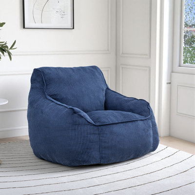Fauteuil à billes géant pour adultes et adolescents, canapé confortable en velours côtelé avec accoudoirs, grand canapé à billes avec rembourrage en mousse déchiquetée - idéal pour la chambre à coucher, le salon, la salle de jeux