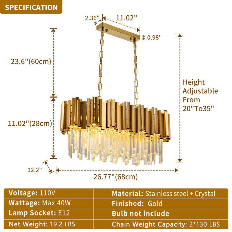Lustre en cristal de luxe linéaire