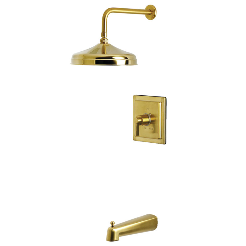 Robinet de baignoire et de douche à pression équilibrée à poignée simple Kingston Brass, Laiton brossé