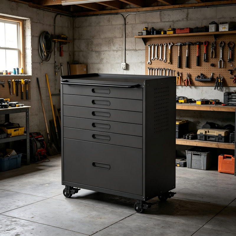 Fully Drawer-Style Mobile Tool Cabinet: Constructed From Thickened Steel For Exceptional Sturdiness And Durability—Ideal For Organizing And Sorting Parts In Workshops And Garages.