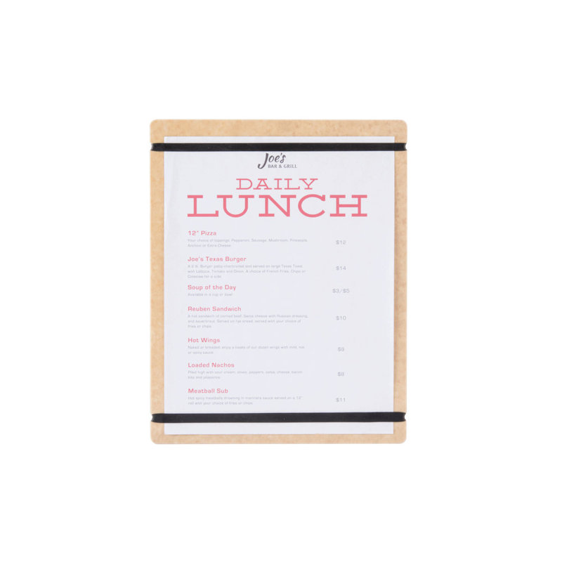 Tableau de menu avec bandes flexibles, Naturel, H 12 po x l 9,38 po