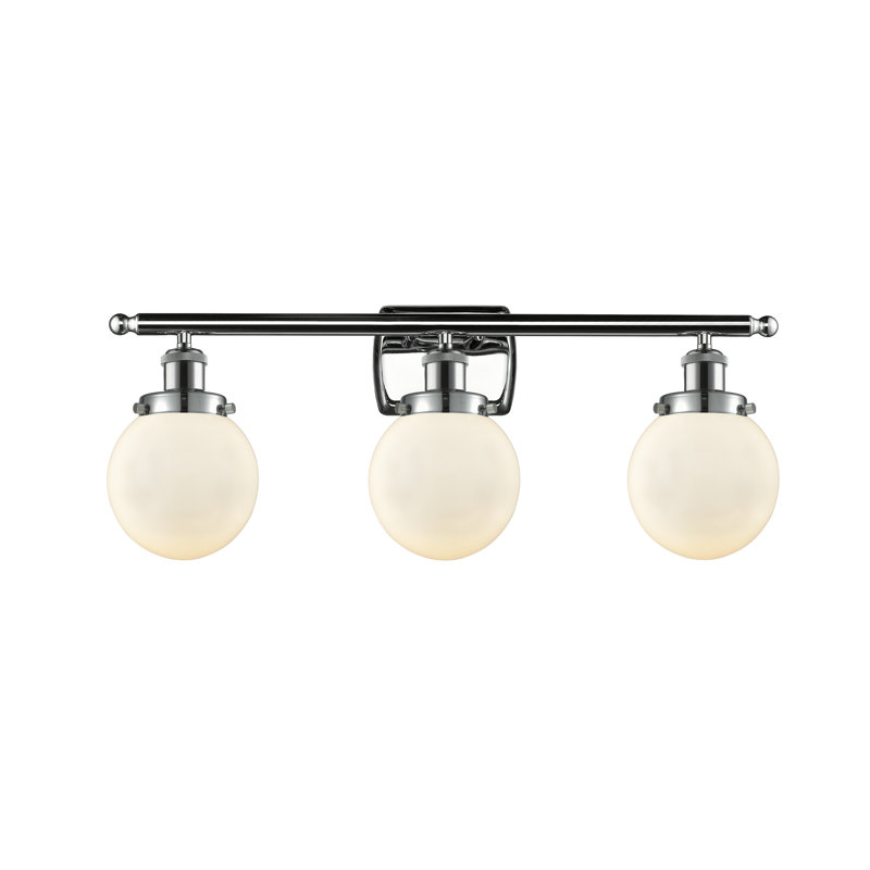 Chippewa 3 - Light Dimmable Vanity Light, Matte White, Incandescent , Polished Chrome