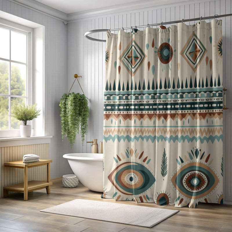 Bohemian Hues - Rideau de douche Premium, H 74 po x l 71 po