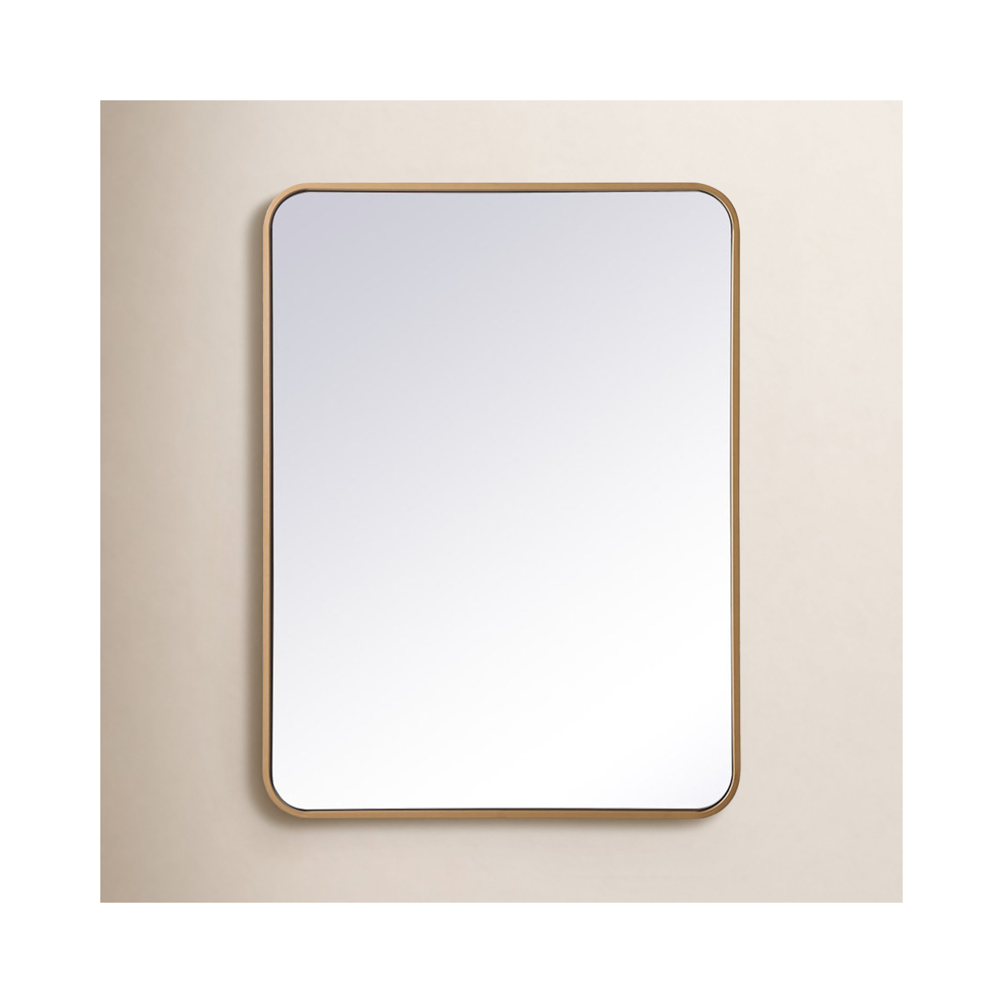 Sabine Metal Rounded Rectangle Wall Mirror, Brass, 32'' H x 24'' W