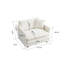 Fauteuil moderne blanc avec revêtement en chenille - pour le salon et la chambre à coucher, chambre à coucher rembourrée avec base en bois massif, fabrication