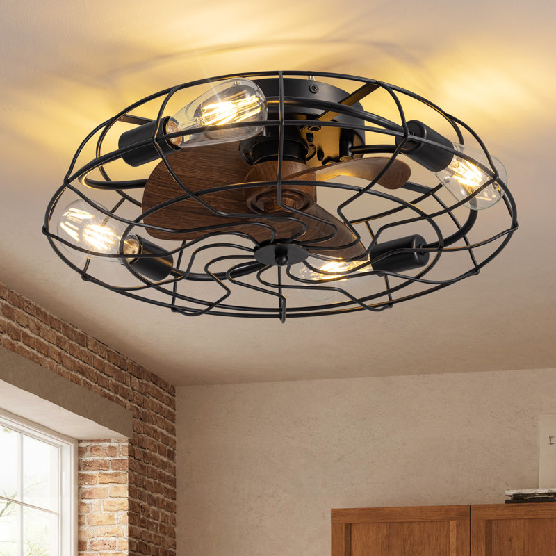 Ventilateur de plafond en cage 20,4 "avec ensemble d'éclairage et télécommande inclus Bloneva Farmhouse