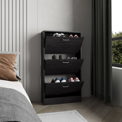 Range-chaussures haut et coulissant pour vestibule et chambre à coucher, rangement pour chaussures noir peu encombrant | Idée de cadeau