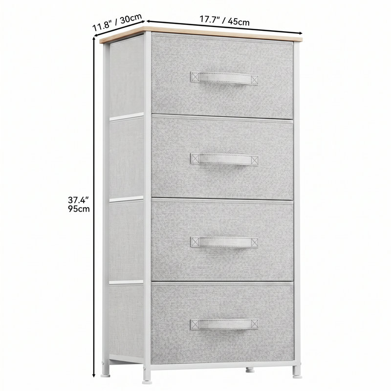 Callida 17.7'' W 4 - Drawer Dresser, Ight Grey Fabric