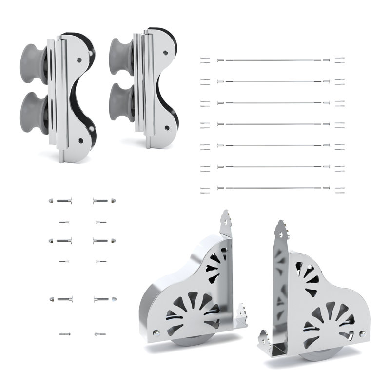 Maple 8.92' 8-Step Wood Rolling Sunburst Wheel Ladder Polished Chrome