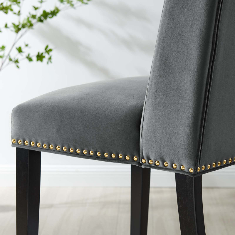 Ensemble de 2 chaises de salle à manger en velours Modway Baron Performance, gris