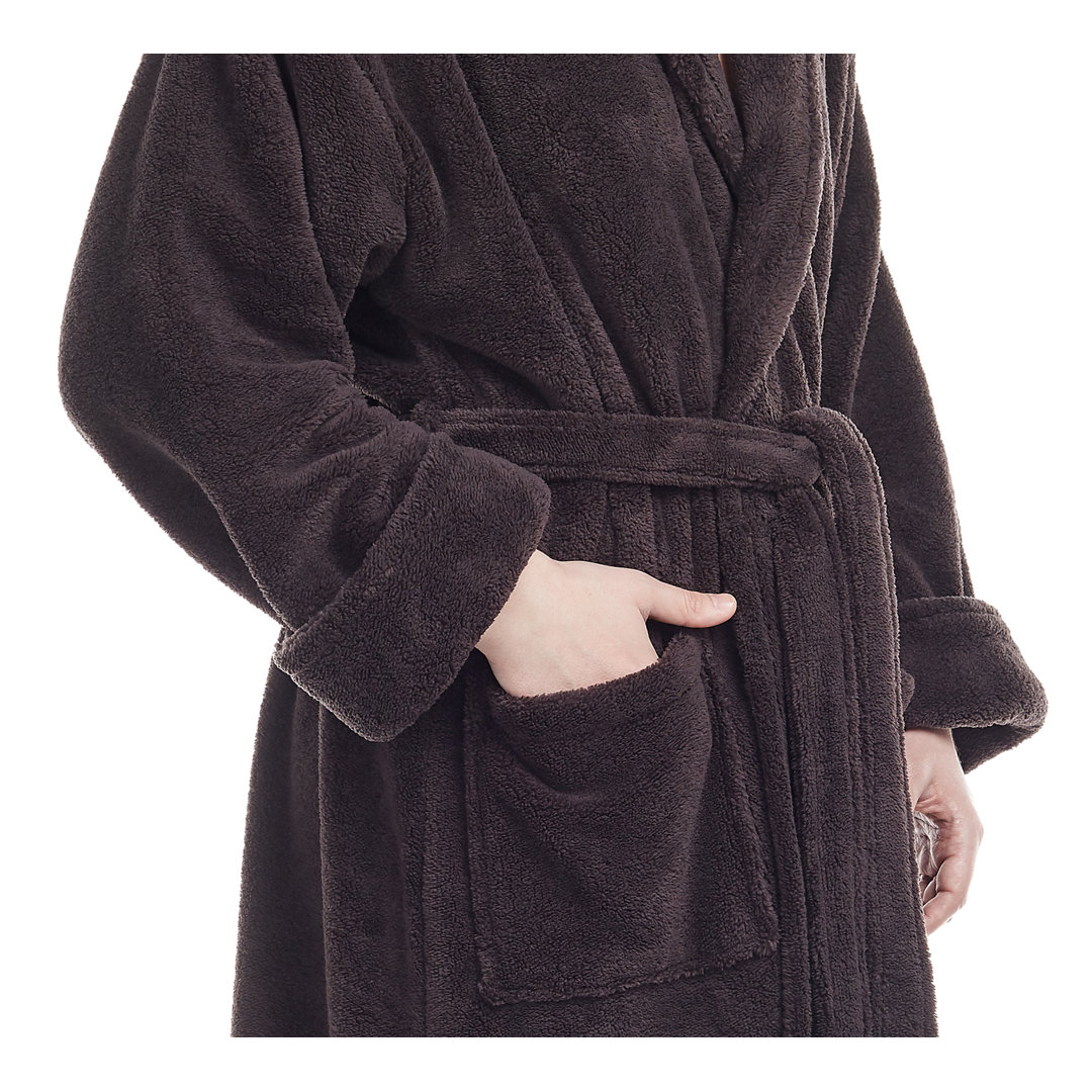 Micah Fleece Ankle Bathrobe with Pockets Arsuite Color: Charcoal Size: Small/Medium
