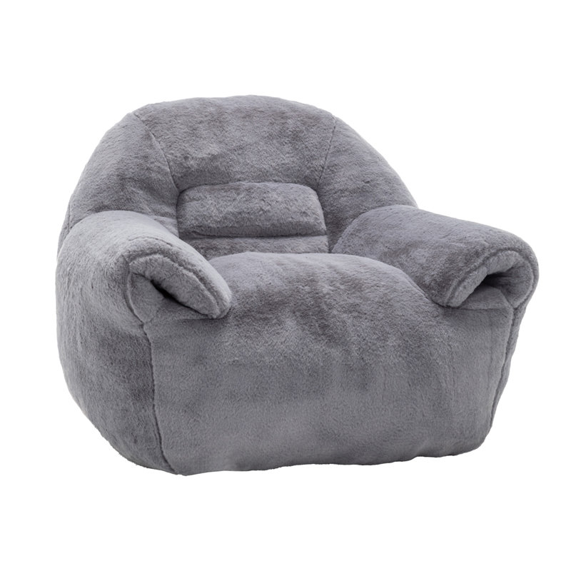 Bean Bag Chair, Dark Gray Faux Fur