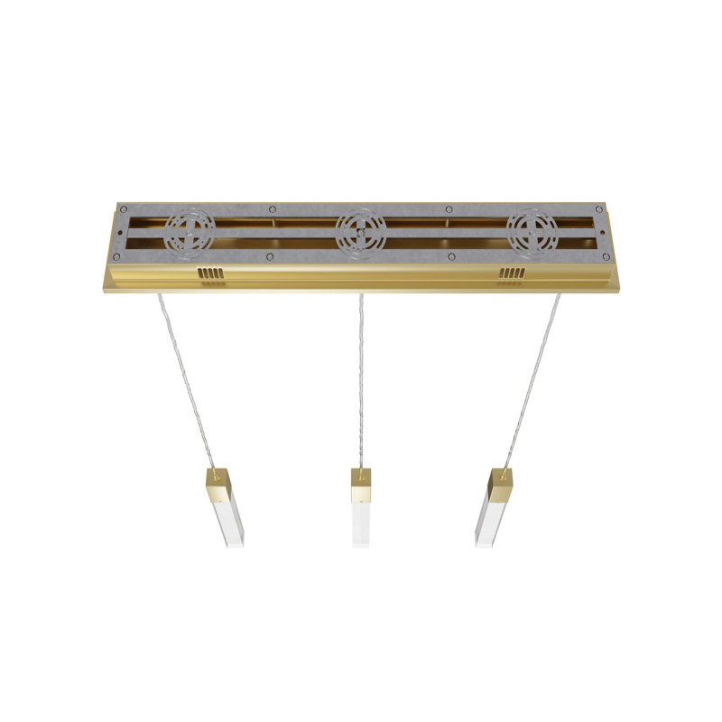 Luminaire suspendu pour îlot de cuisine 3 lumières Original Glacier, Laiton antique, Acrylique neige