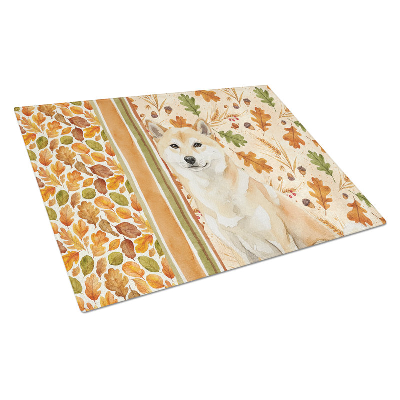 Planche à découper en verre crème Shiba Inu Heirloom