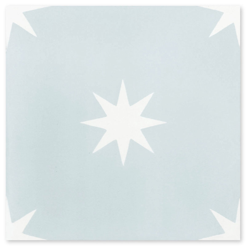 8" x 8" Straight Edge Cement Patterned Wall & Floor Tile, Blue