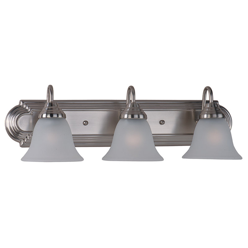 Vincente 3 - Light Dimmable Vanity Light, Frosted Glass/Satin Nickel