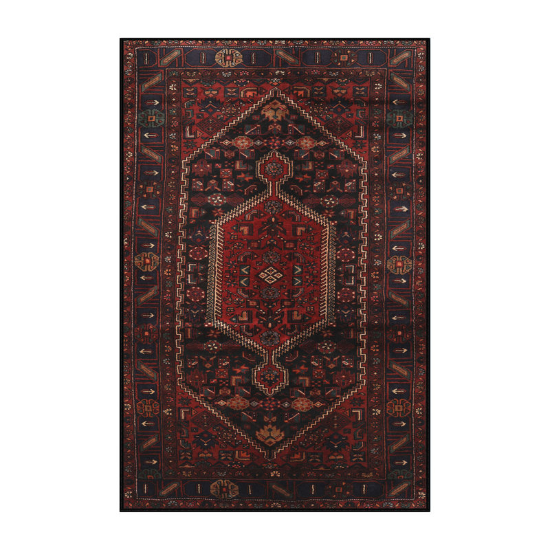 Tapis oriental noir / rouge, Rectangle 5 pi x 8 pi