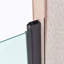 Porte de douche pivotante simple pivotante de 34 à 35,5 po x H 75 po, alliage d'aluminium noir mat, verre trempé clair de 1/4 po (6 mm) de large épaisseur.